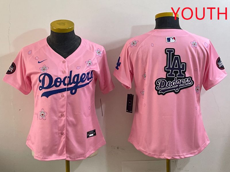 Youth Los Angeles Dodgers Blank Pink Sakura Edition 2025 Nike MLB Jersey style 18